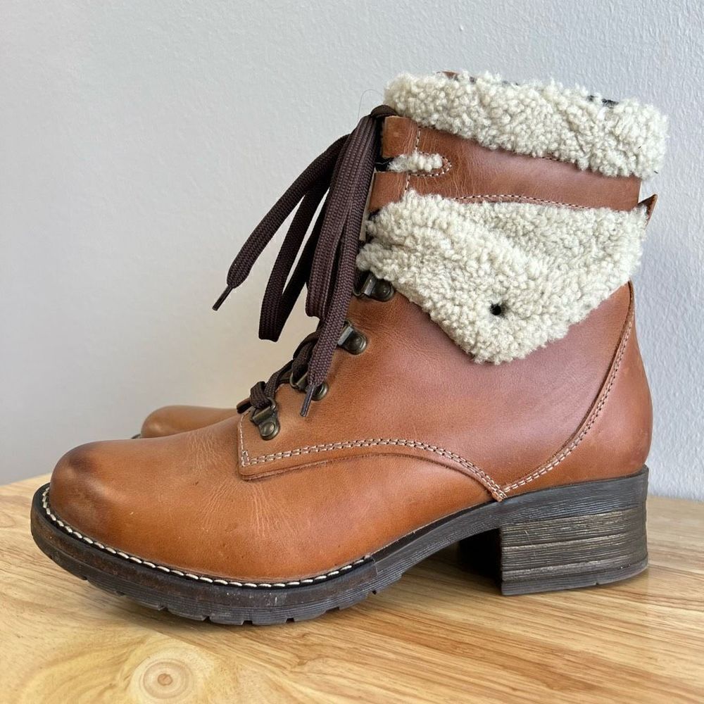 Dromedaris Leather Lace Up Ankle Boots- Kara Shearling Women’s EU 41 US 11